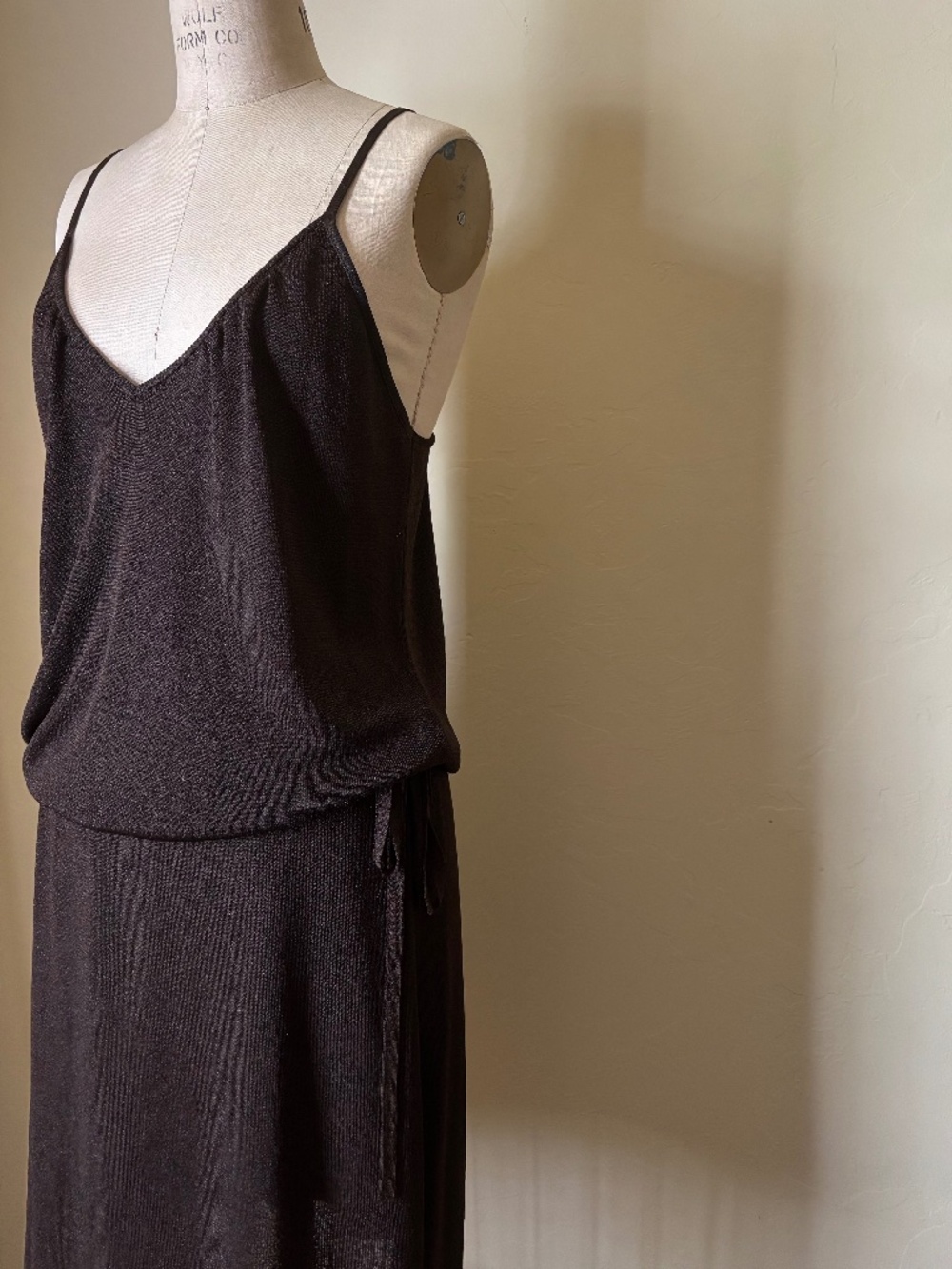 MAX&CO Made in ITALY Dark Brown / Glimmer TRICOT KNIT Midi Dress L MAXMARA